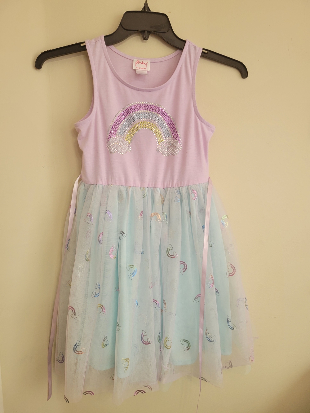 Pinky Lavender & Mint Rainbow Sequin Tulle Dress